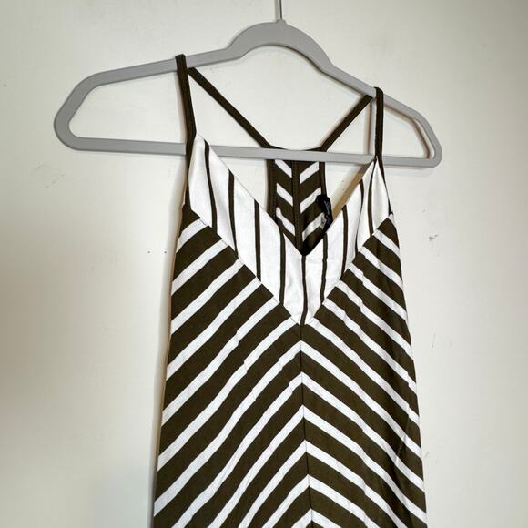 Laila Jayde Mitered Striped Racerback Mini Dress Olive Natural NWT Size Large - Picture 3 of 7